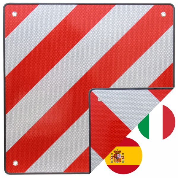 TrutzHolm® Warntafel Italien und Spanien 2 in 1 50 x 50 cm rot weiß Reflektierendes Warnschild