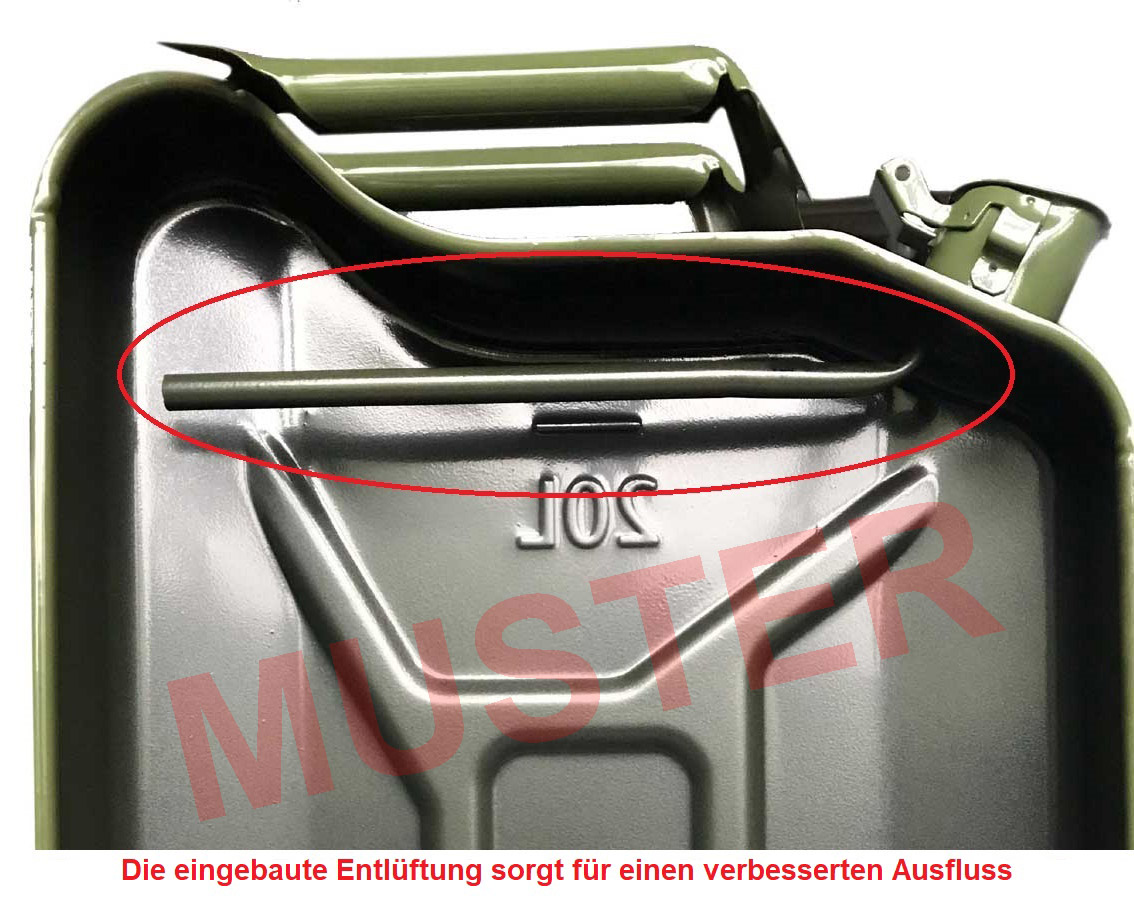TRUTZHOLM 3x Benzinkanister Dieselkanister 20l Metall Kraftstoffkanister +  Ausgießer mit Halter Oliv Hammerschlag
