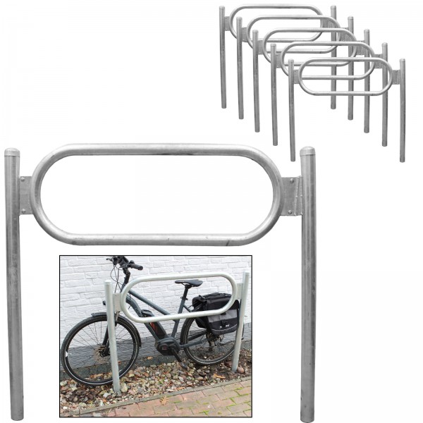 5x Fahrrad Anlehnbügel mit Mittelrahmen zum Einbetonieren feuerverzinkt Fahrradständer Anlehnständer