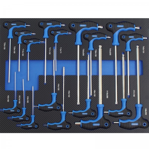 Profi Werkstattwagen Einlage blau Inbussschlüsselsatz Torx T-Griff Inbusschlüssel 18 tlg. Schaum 520