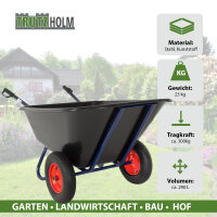 2-Rad Schubkarre XXL 290 L 300 kg Gartenschubkarre Hofkarre Schiebkarre Luftrad Metallfelgen schwarz