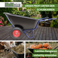 2-Rad Schubkarre XXL 290 L 300 kg Gartenschubkarre Hofkarre Schiebkarre Luftrad Metallfelgen schwarz