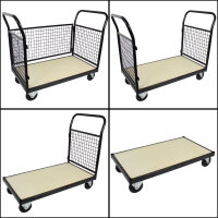 Gitterwagen Plattformwagen 500 kg 119x67x107cm Vierwandwagen Transportwagen Gitterrollwagen Bremse