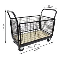 Gitterwagen Plattformwagen 500 kg 119x67x107cm Vierwandwagen Transportwagen Gitterrollwagen Bremse