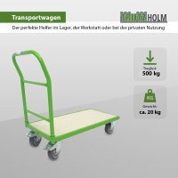 Plattformwagen 500 kg Traglast ca. 96 x 49 cm Ladefläche mit 2 Lenkrollen inkl. Bremse