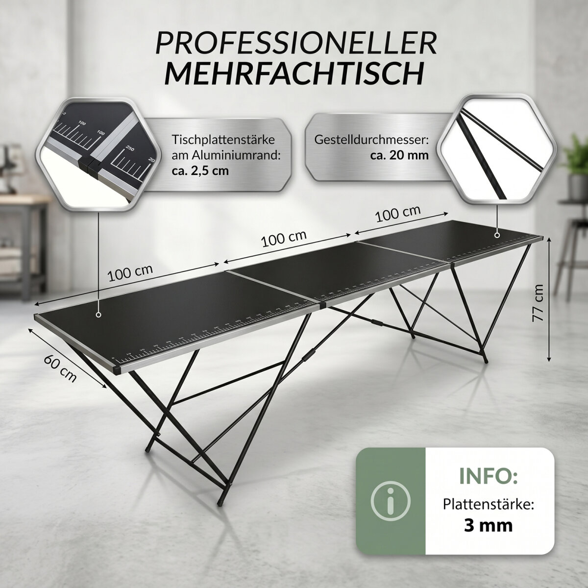 TRUTZHOLM Tapeziertisch Flohmarkttisch 300x60 cm Alu Klapptisch Multi, 59,99 €