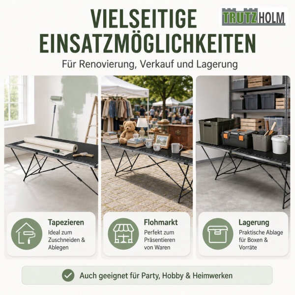 TRUTZHOLM Tapeziertisch Flohmarkttisch 300x60 cm Alu Klapptisch Multi, 59,99 €