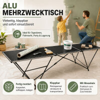 Tapeziertisch Alu Flohmarkttisch 300x60 cm Klapptisch klappbar mit Messskala