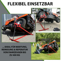 Rasentraktorheber 400 kg Tragkraft Akkuschrauber-Adapter, stufenlos & klappbar 45° Neigung Hebebühne
