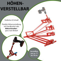 Rasentraktorheber 400 kg Tragkraft Akkuschrauber-Adapter, stufenlos & klappbar 45° Neigung Hebebühne