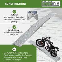 TRUTZHOLM 1x Auffahrrampe klappbar 226 cm Traglast 680 kg Alu geriffelt Motorradrampe Verladerampe