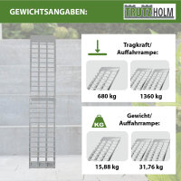 TRUTZHOLM 1x Auffahrrampe klappbar Länge 230 cm Traglast 680 kg Alu Riffelstab Verladerampe