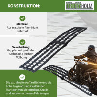 TRUTZHOLM 1x Auffahrrampe klappbar Alu Länge 230 cm Traglast 680 kg Riffelstab Verladerampe schwarz