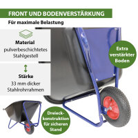 1-Rad Schubkarre XXL 290 L 300 kg Luftrad Metallfelge Kunststoffmulde schwarz Hofkarre Schiebkarre