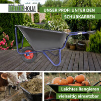 1-Rad Schubkarre XXL 290 L 300 kg Luftrad Metallfelge Kunststoffmulde schwarz Hofkarre Schiebkarre