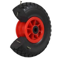Sackkarrenrad PU-Rad 260x85 mm 3.00-4 75 mm zentrierte Nabe Ø 20 mm rot Vollgummi Bollerwagen