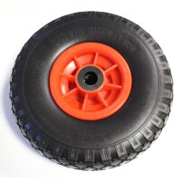 Sackkarrenrad PU-Rad 260x85 mm 3.00-4 75 mm zentrierte Nabe Ø 20 mm rot Vollgummi Bollerwagen