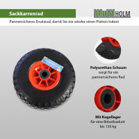 Sackkarrenrad PU-Rad 260x85 mm 3.00-4 75 mm zentrierte Nabe Ø 20 mm rot Vollgummi Bollerwagen