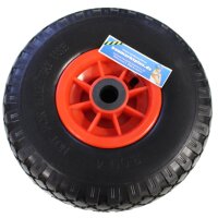Sackkarrenrad PU-Rad 260x85 mm 3.00-4 75 mm zentrierte Nabe Ø 20 mm rot Vollgummi Bollerwagen