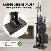 Kaminbesteck Ritter 4-teilig Schaufel, Besen, Schürhaken, Hellebarde Gusseisen Kamingarnitur