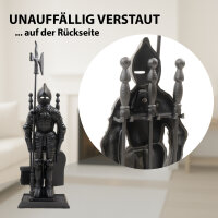 Kaminbesteck Ritter 4-teilig Schaufel, Besen, Schürhaken, Hellebarde Gusseisen Kamingarnitur
