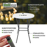 Stehtisch mit Husse Partytisch klappbar ca. Ø 80 cm Höhe 110 cm in Weiß mit pflegeleichter Husse in Weiß