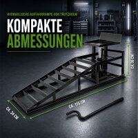 2x Auffahrrampe mit hydraulischem Wagenheber 4000 kg höhenverstellbar 24-36 cm mit Sicherheitsventil