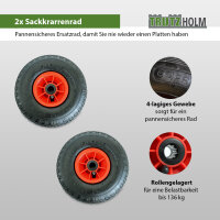 2x Sackkarrenrad Luftrad 260x85 mm 3.00-4 75 mm zentrierte Nabe Ø 20 mm rot robustes 4 PR Gewebe