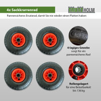 4x Sackkarrenrad Luftrad 260x85 mm 3.00-4 75 mm zentrierte Nabe Ø 20 mm rot robustes 4 PR Gewebe