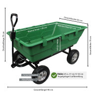 XXL Gartenwagen 350 Ltr. 500 kg Transportwagen Kippfunktion Anhänger Rasentraktor Handwagen