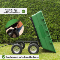 XXL Gartenwagen 350 Ltr. 500 kg Transportwagen Kippfunktion Anhänger Rasentraktor Handwagen