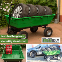 XXL Gartenwagen 350 Ltr. 500 kg Transportwagen Kippfunktion Anhänger Rasentraktor Handwagen