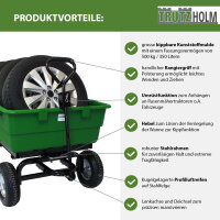 XXL Gartenwagen 350 Ltr. 500 kg Transportwagen Kippfunktion Anhänger Rasentraktor Handwagen