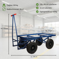XXL Profi Plattformwagen 500 kg Transportwagen 120x80 cm Palettenwagen mit Bremse  Magazinwagen