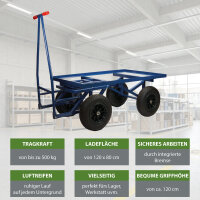 XXL Profi Plattformwagen 500 kg Transportwagen 120x80 cm Palettenwagen mit Bremse  Magazinwagen
