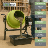 Betonmischer 70L Fassungsvermögen 230V 275W 27,5 U/min Zahnräder aus Guss Zementmischer