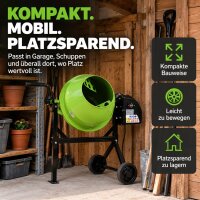 TRUTZHOLM Garten- & DIY-Mischer 70 L – für Erde, Kompost, Pflanzsubstrat, Beton & Mörtel