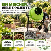 TRUTZHOLM Garten- & DIY-Mischer 70 L – für Erde, Kompost, Pflanzsubstrat, Beton & Mörtel