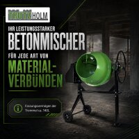 Betonmischer 140L Fassungsvermögen 550 W 30 U/Min Zahnräder aus Guss Zementmischer