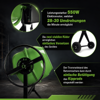 Betonmischer 140L Fassungsvermögen 550 W 30 U/Min Zahnräder aus Guss Zementmischer