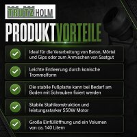 Betonmischer 140L Fassungsvermögen 550 W 30 U/Min Zahnräder aus Guss Zementmischer