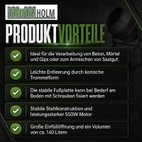 Betonmischer 140L Fassungsvermögen 550 W 30 U/Min Zahnräder aus Guss Zementmischer