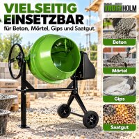 Betonmischer 140L Fassungsvermögen 550 W 30 U/Min Zahnräder aus Guss Zementmischer