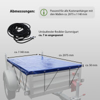 Anhänger Flachplane 2075x1140x50 mm Gewebeplane mit Gummiseil