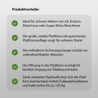 Motorradheber 135 kg Motorrad Hebebühne 34 - 87 cm Montageständer Montagebock