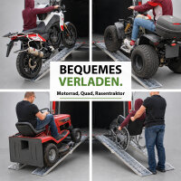 TRUTZHOLM 2x Auffahrrampe klappbar 228 cm Traglast 680 kg Alu gelocht Rampen Motorradrampen grau