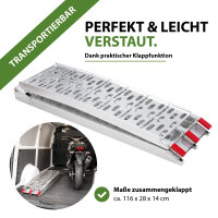TRUTZHOLM 2x Auffahrrampe klappbar 228 cm Traglast 680 kg Alu gelocht Rampen Motorradrampen grau