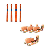 4 Gurtschlaufen Doppelschlaufe + 4 Spanngurte Motorradspanngurt Sicherung ORANGE