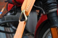 4 Gurtschlaufen Doppelschlaufe + 4 Spanngurte Motorradspanngurt Sicherung ORANGE