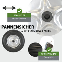 Schubkarrenrad  Vollgummi Pannensicher 4.80/4.00-8 mit Achse PU Stahlfelge schwarz 200kg Tragkraft